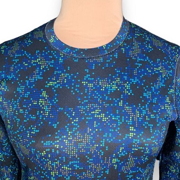 C9 Champion Top Blue Green Geometric Design Long Sleeve Active Base Layer Shirt - Picture 5 of 9